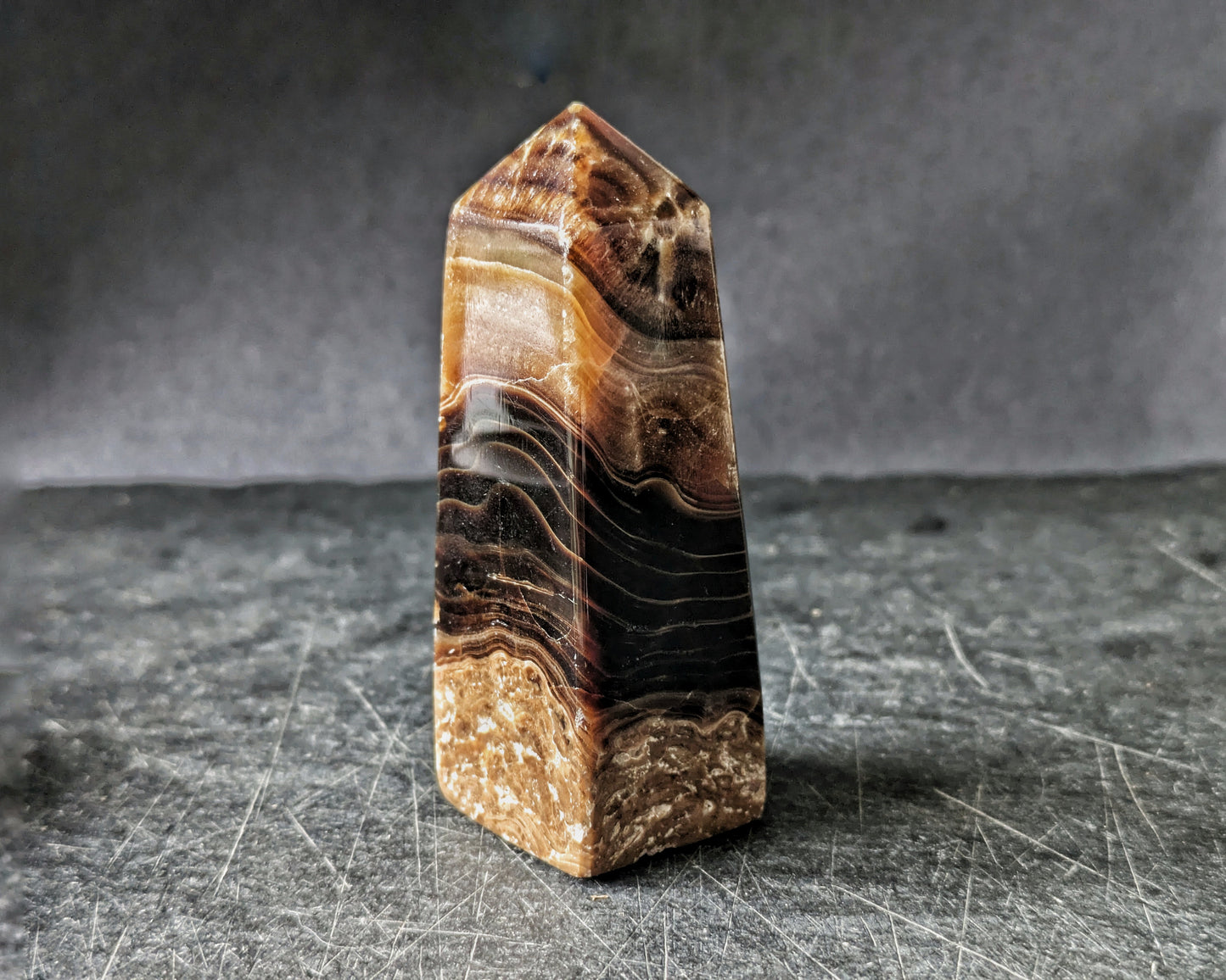 Chocolate Calcite Small Obelisk