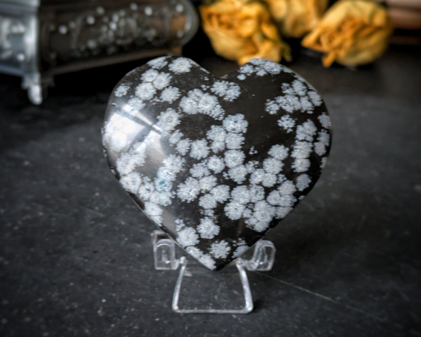 Obsidian Snowflake Heart