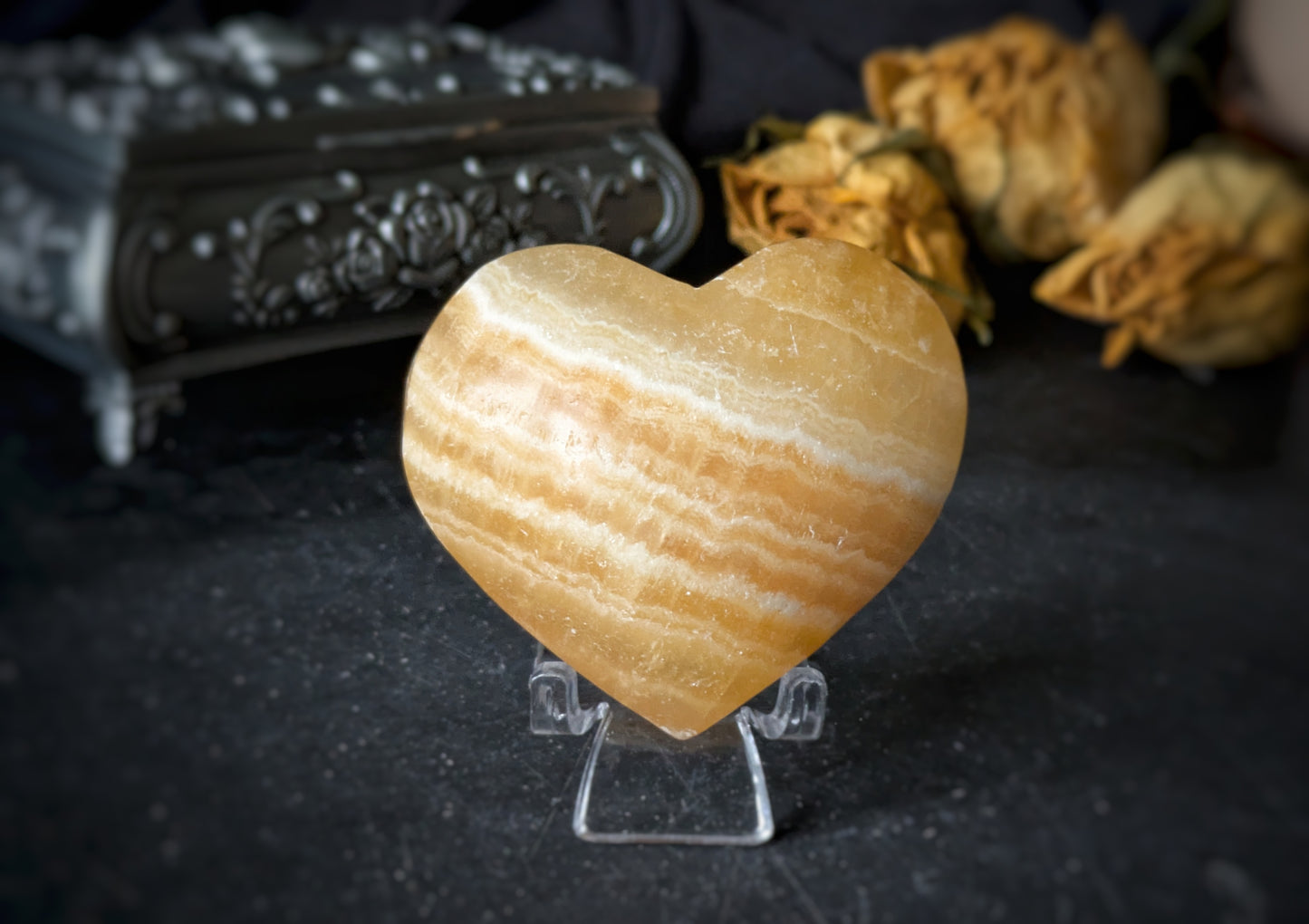 Orange Calcite Heart 1