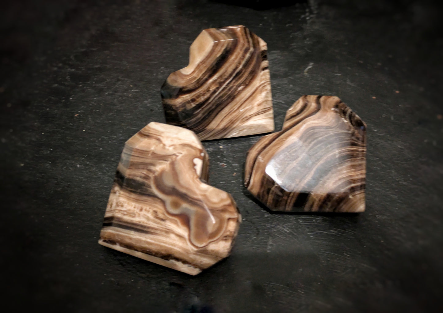 Chocolate Calcite Faceted Heart 4