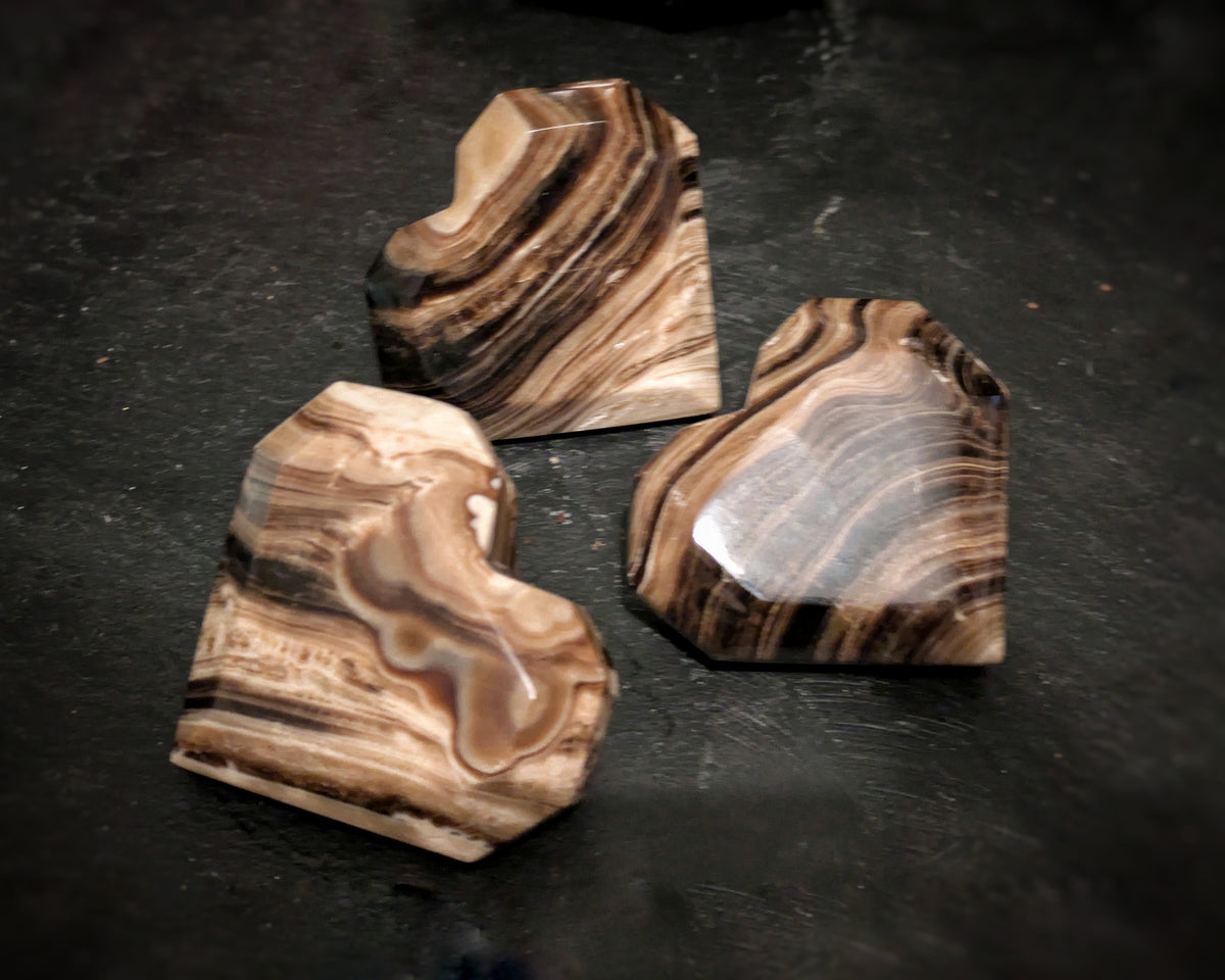 Chocolate Calcite Faceted Heart 4