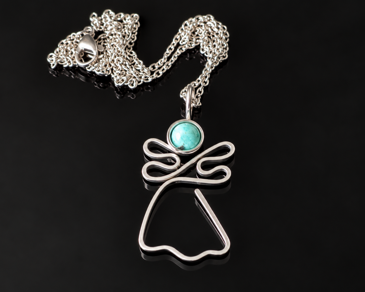 Amazonite Angel Pendant 40 handmade by Bohemian Lace Boutique