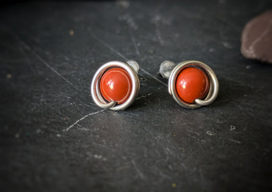 Red Jasper Stud Earrings 2