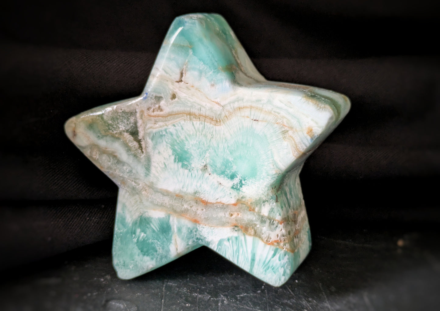 Blue Aragonite Star Carving