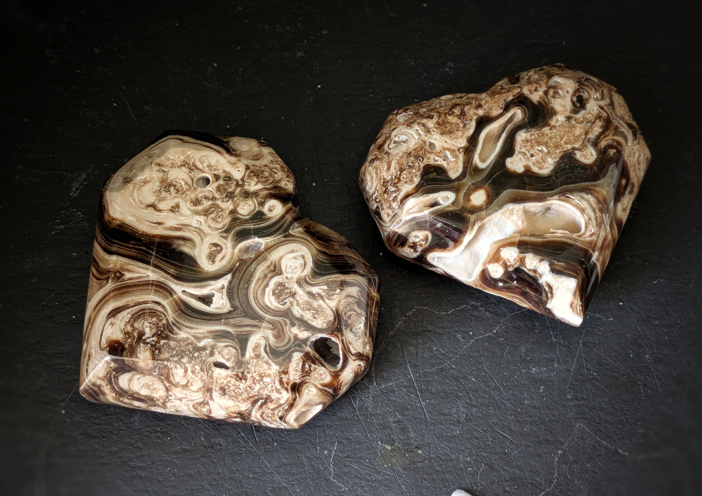 Chocolate Calcite Faceted Heart 4
