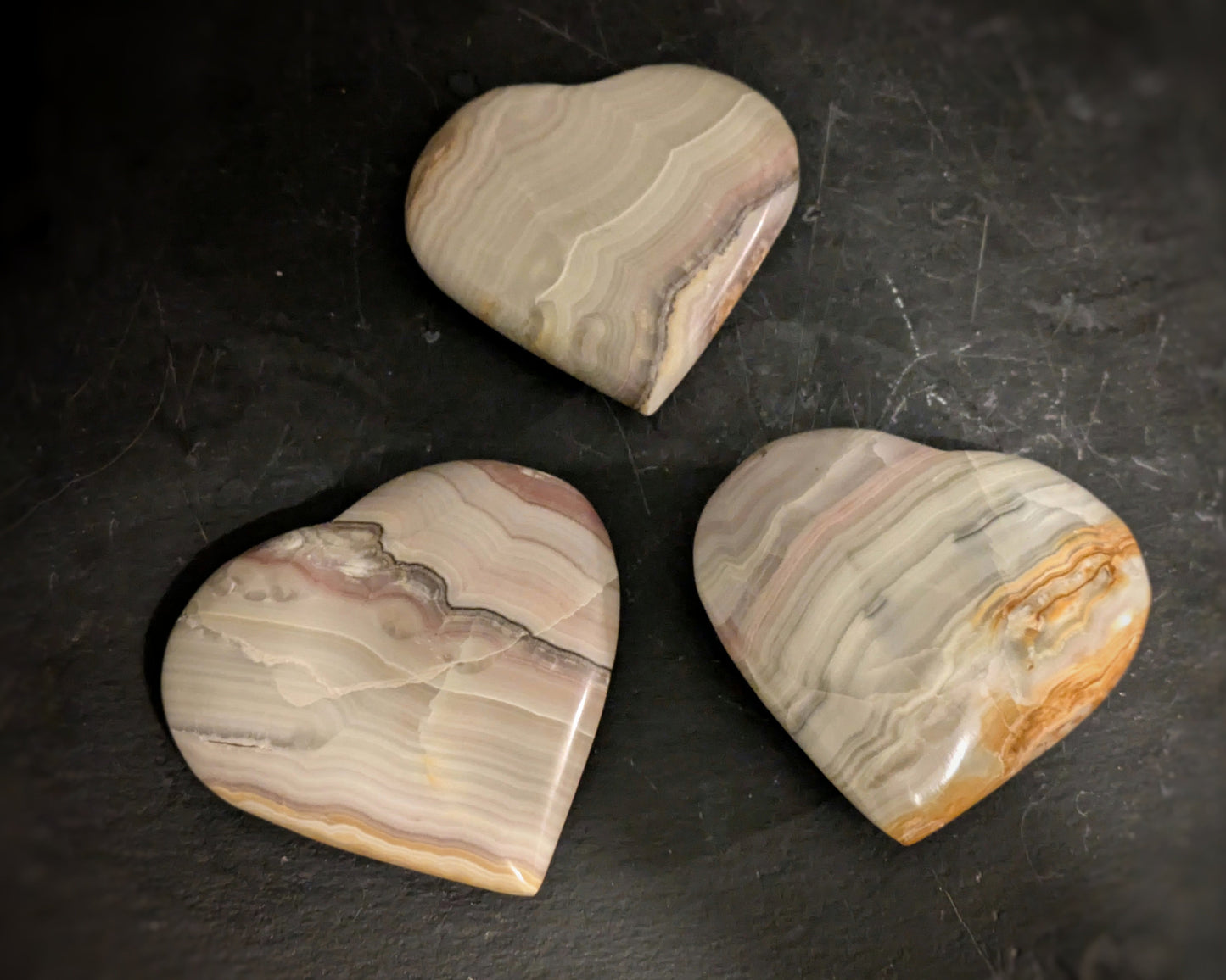 Pink Banded Onyx Large Heart