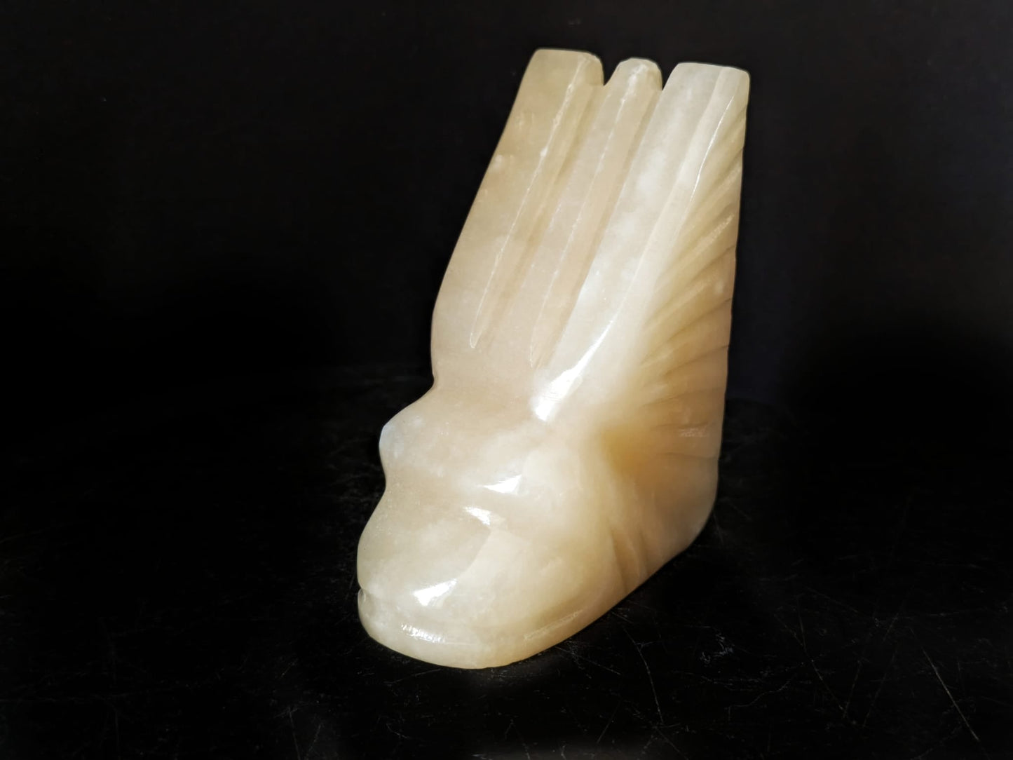 Orange Calcite Dragon Carving