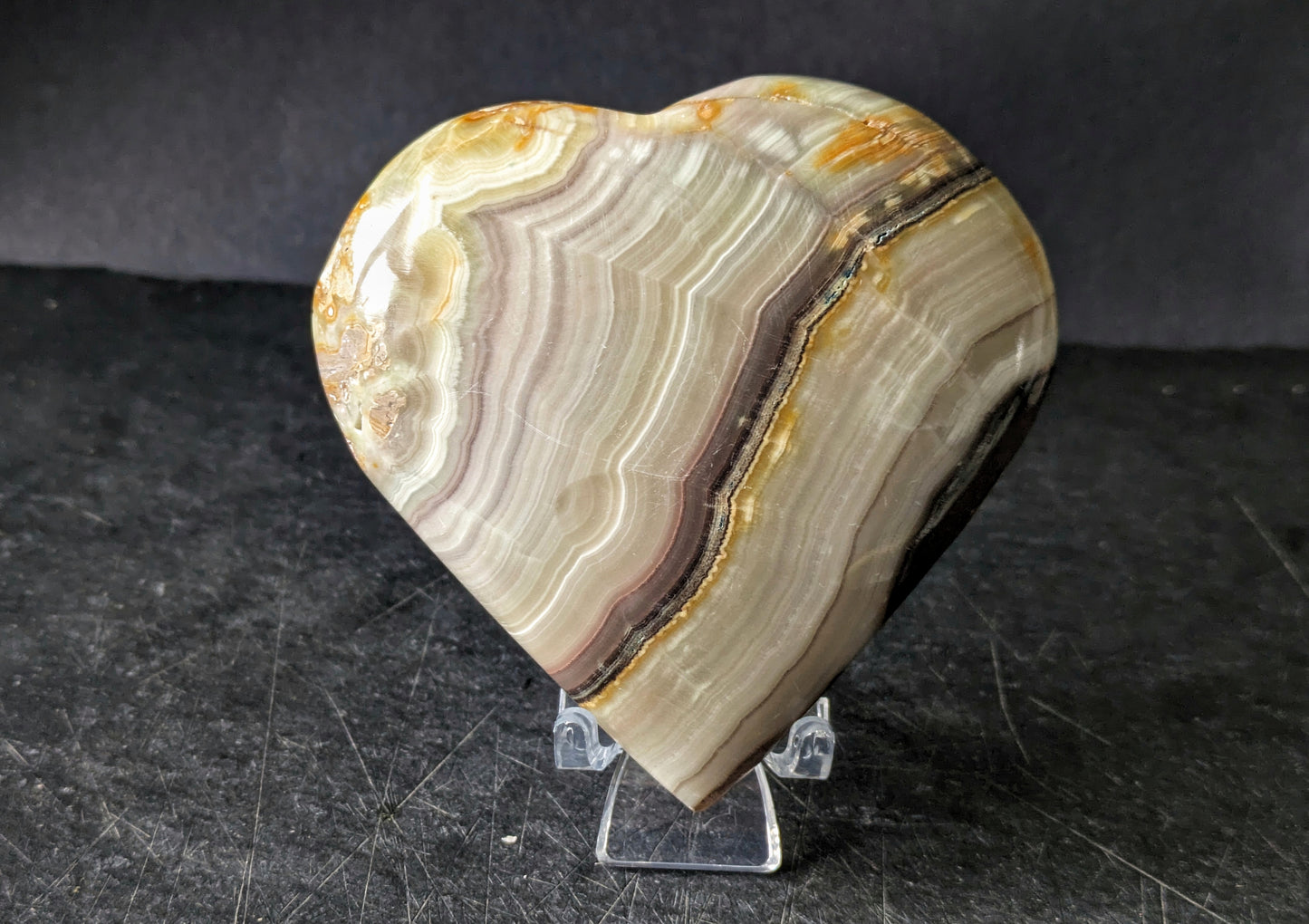 Pink Banded Onyx Small Heart