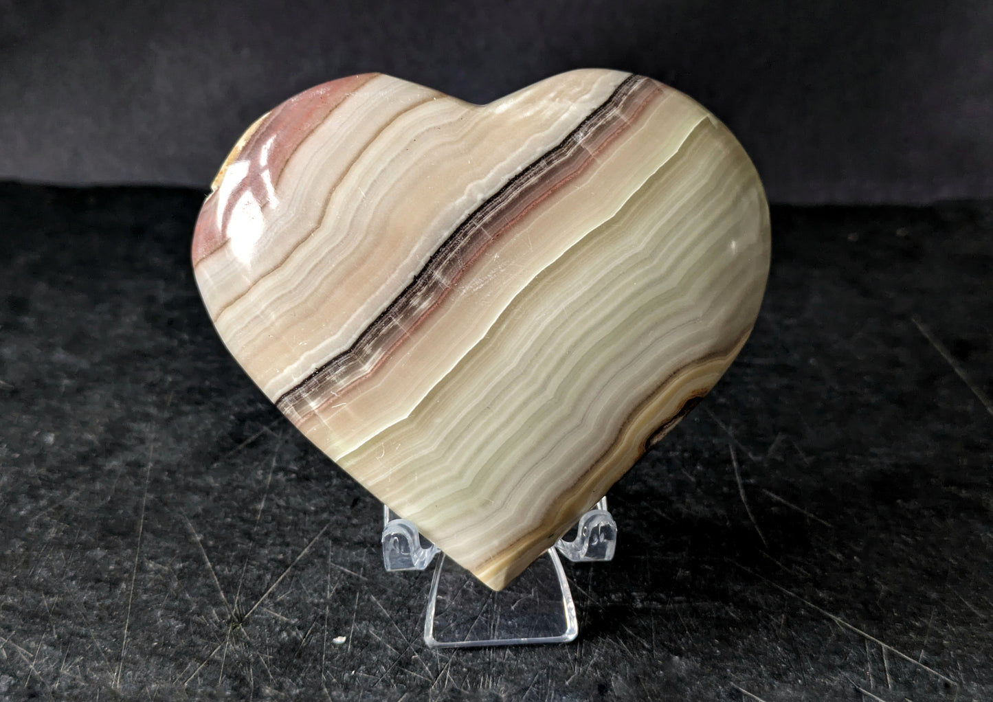 Pink Banded Onyx Large Heart