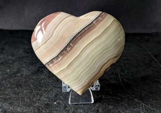 Pink Banded Onyx Large Heart