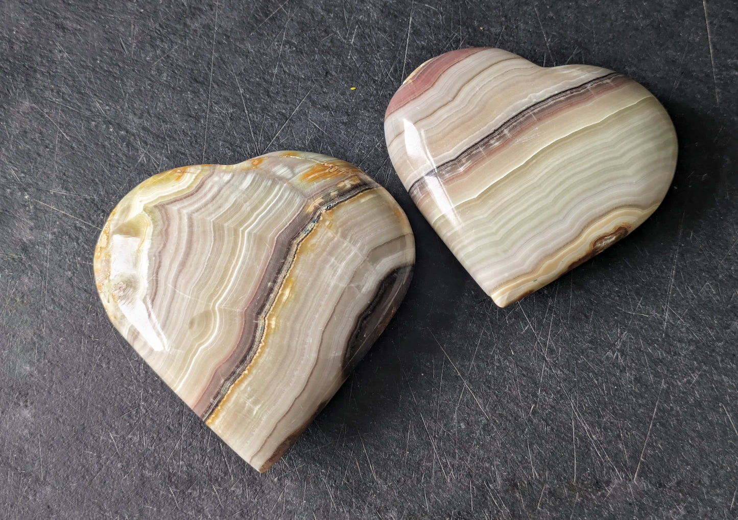 Pink Banded Onyx Large Heart