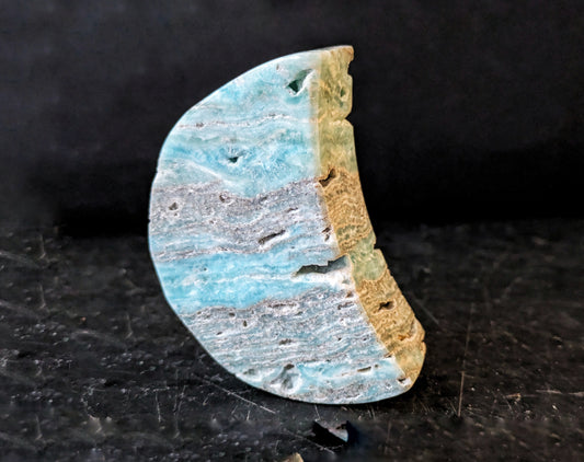 Blue Aragonite moon Carving