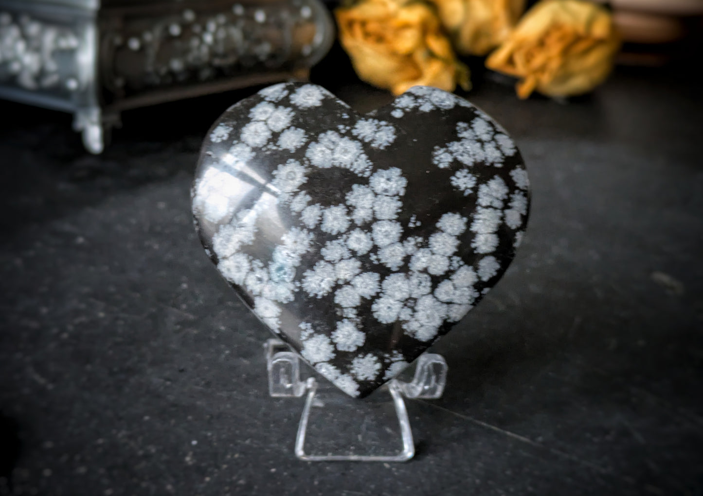 Obsidian Snowflake Heart