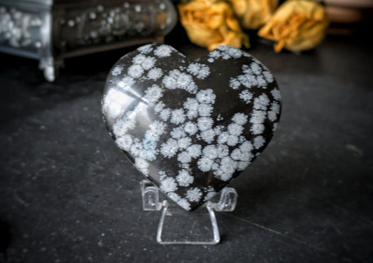 Obsidian Snowflake Heart