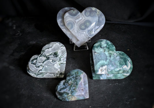 Moss Agate Double Heart