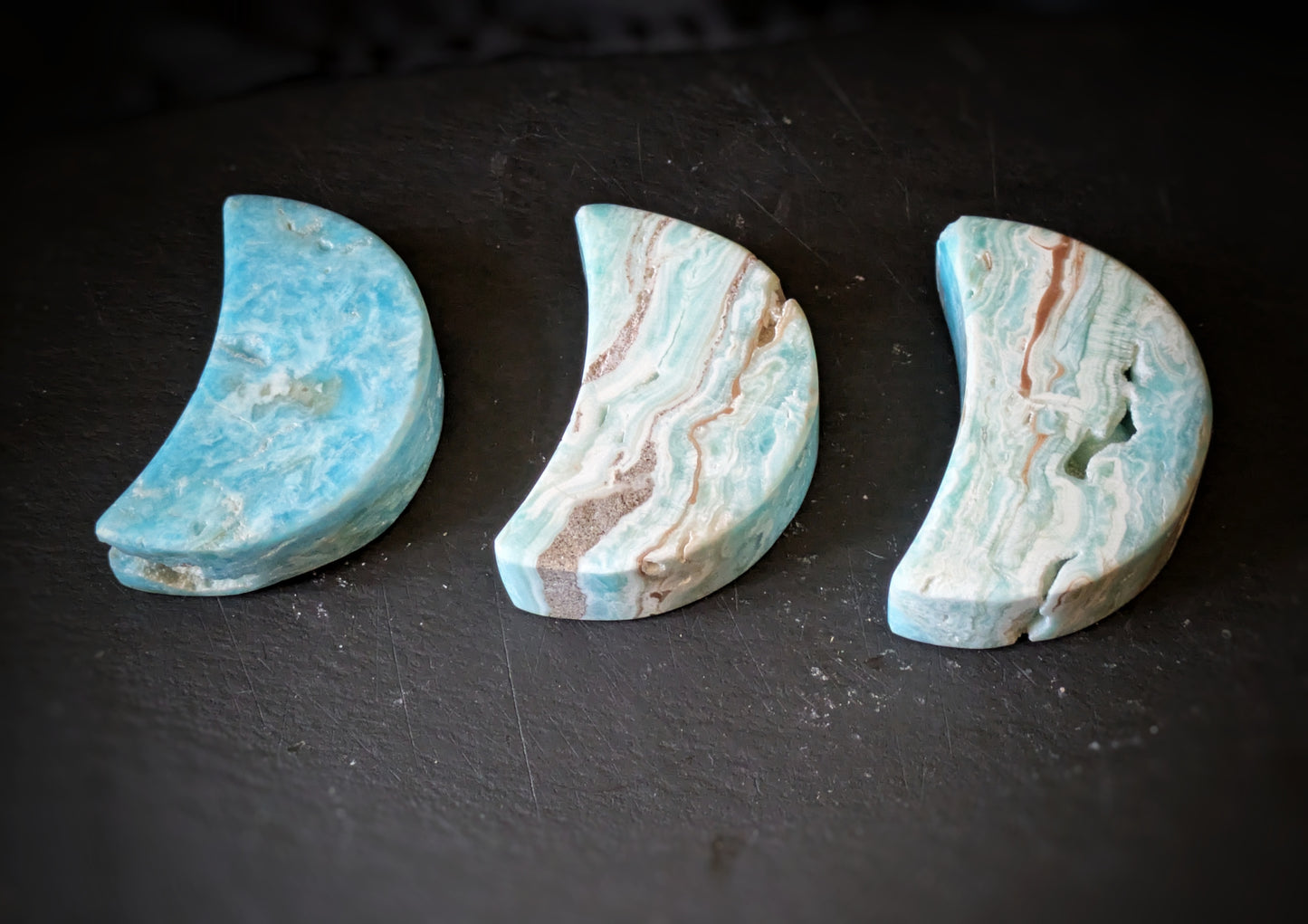 Blue Aragonite moon Carving