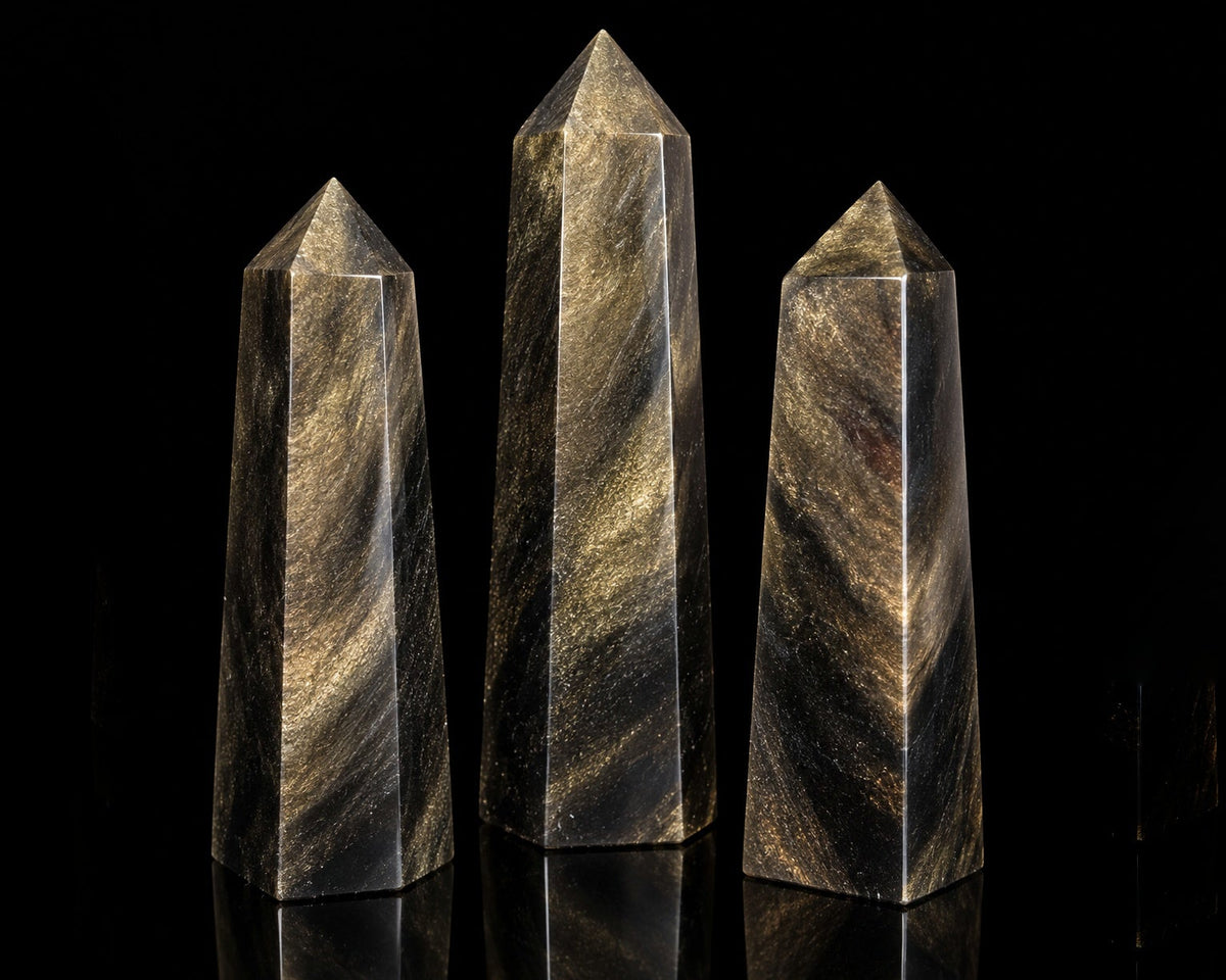 Gold Sheen Obsidian Obelisk 1