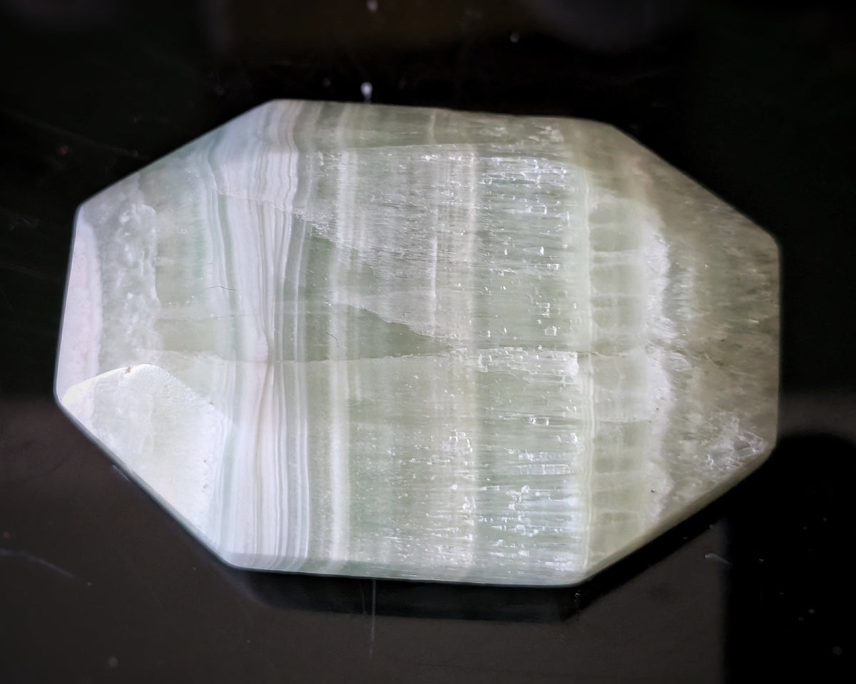 Pistachio Calcite  Faceted Palmstone