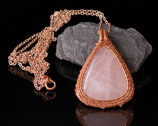 Rose Quartz Copper Pendant 30
