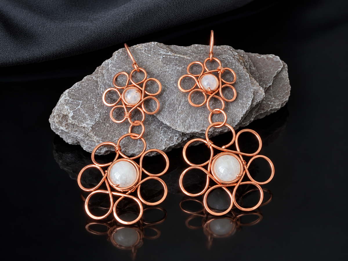 Rose Quartz Copper Earrings 36