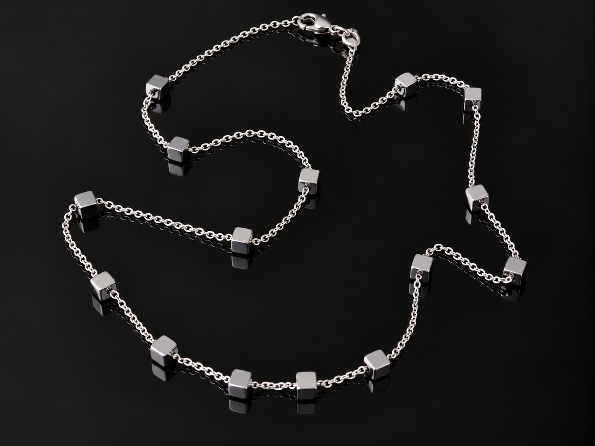 Minimalist hematite necklace handcrafted by Bohemian Lace Boutique