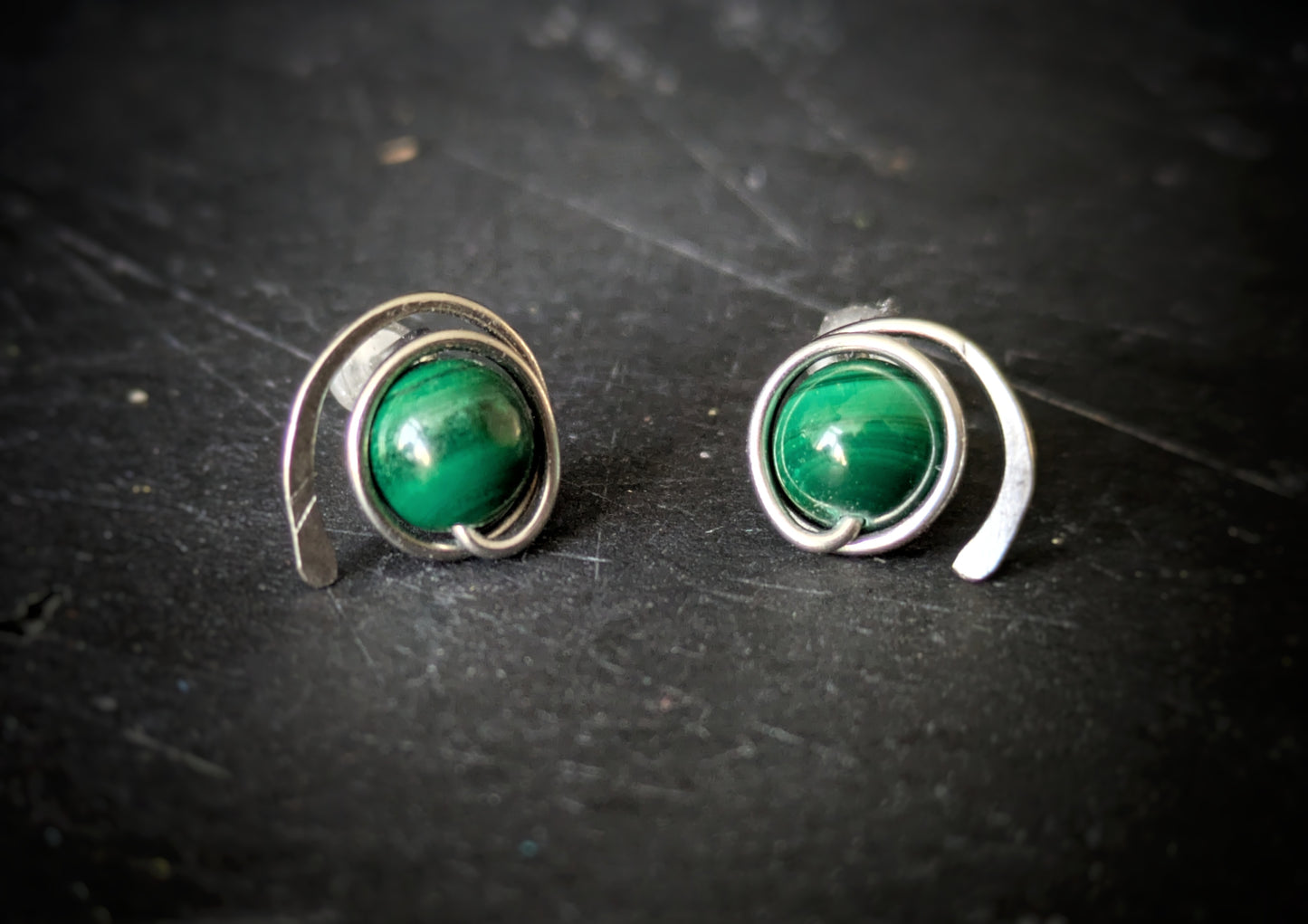 Malachite Stud Earrings 1