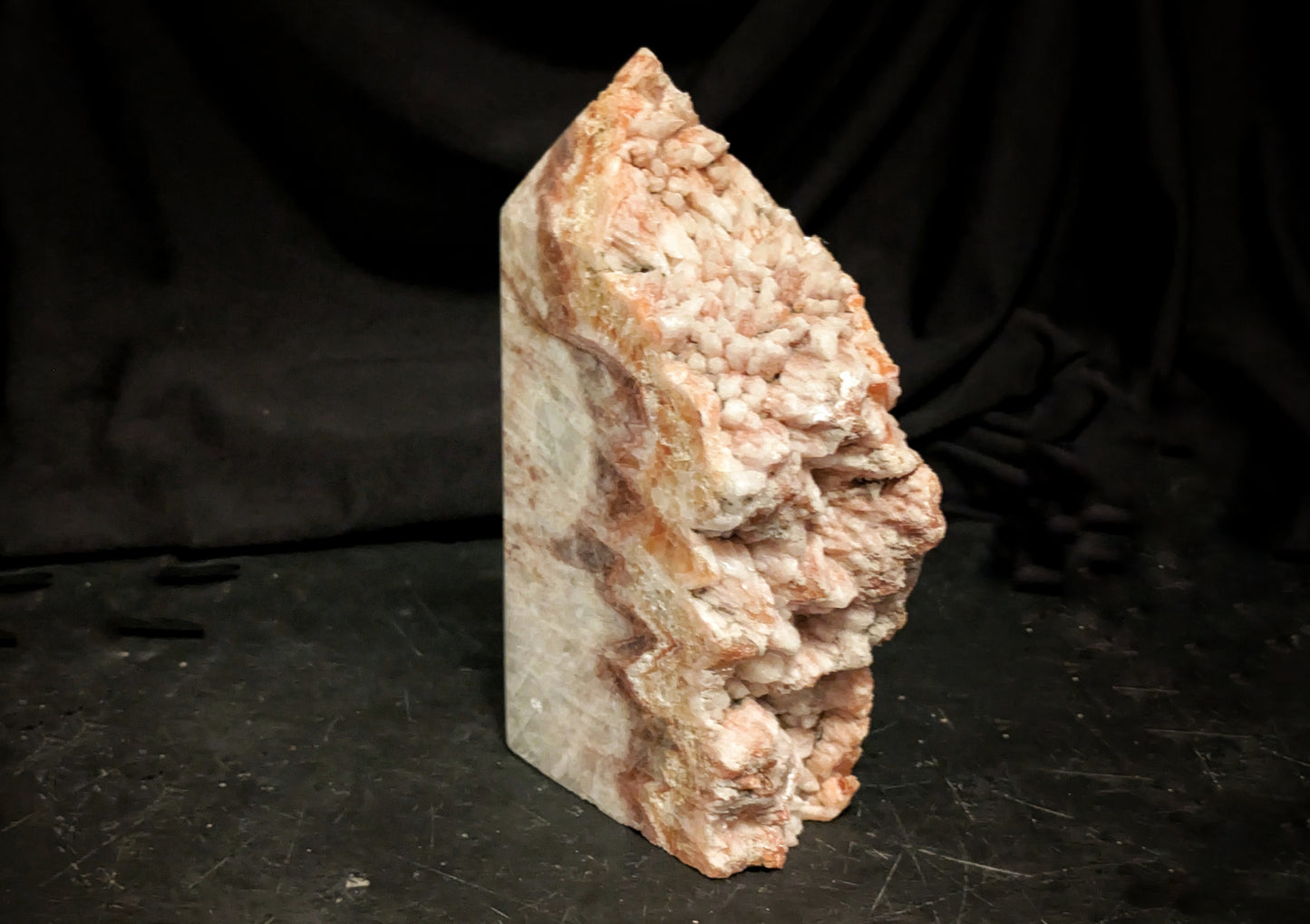 Rose Calcite Druzy Obelisk
