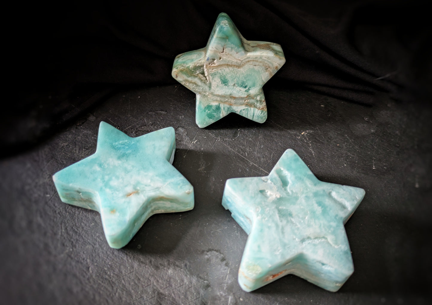 Blue Aragonite Star Carving