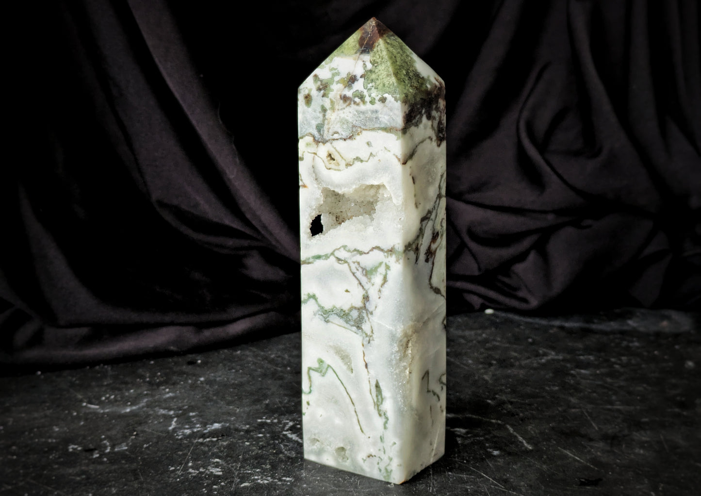 Moss Agate Obelisk 8