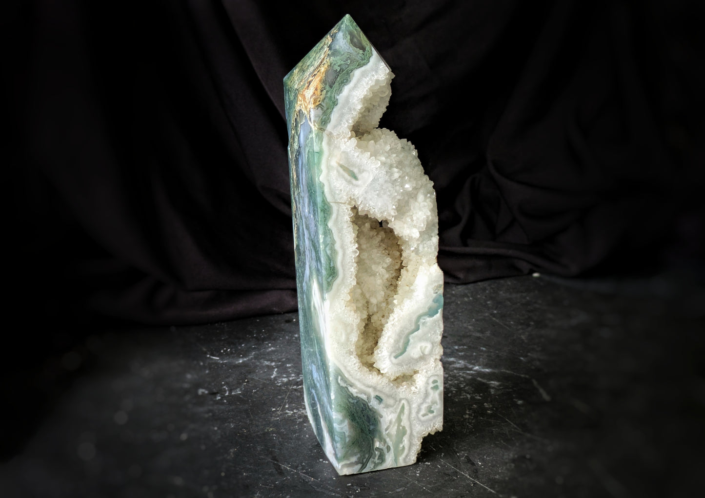 Moss Agate Obelisk 12