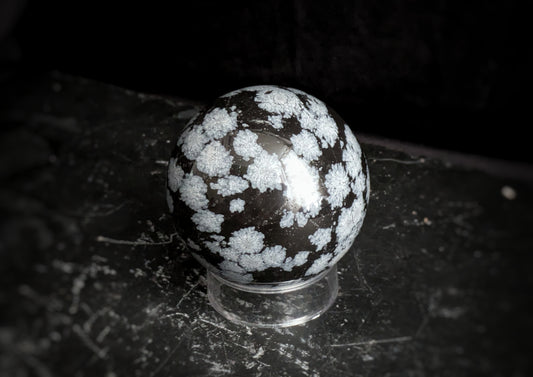 Obsidian Snow Flake Sphere