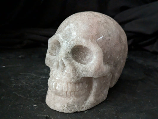 Lepidolite Skull Carving