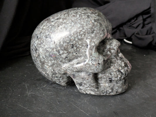 Larvikite Skull Carving