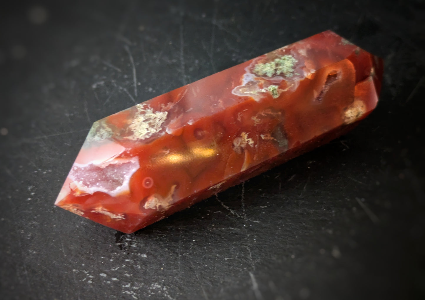 Moss Agate Red Double Point
