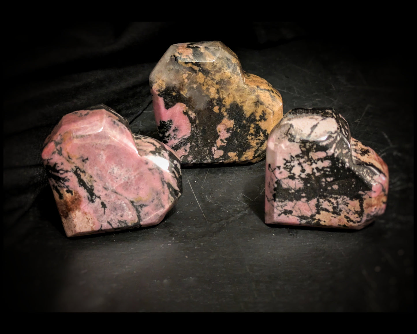 Rhodonite Faceted Hearts 3