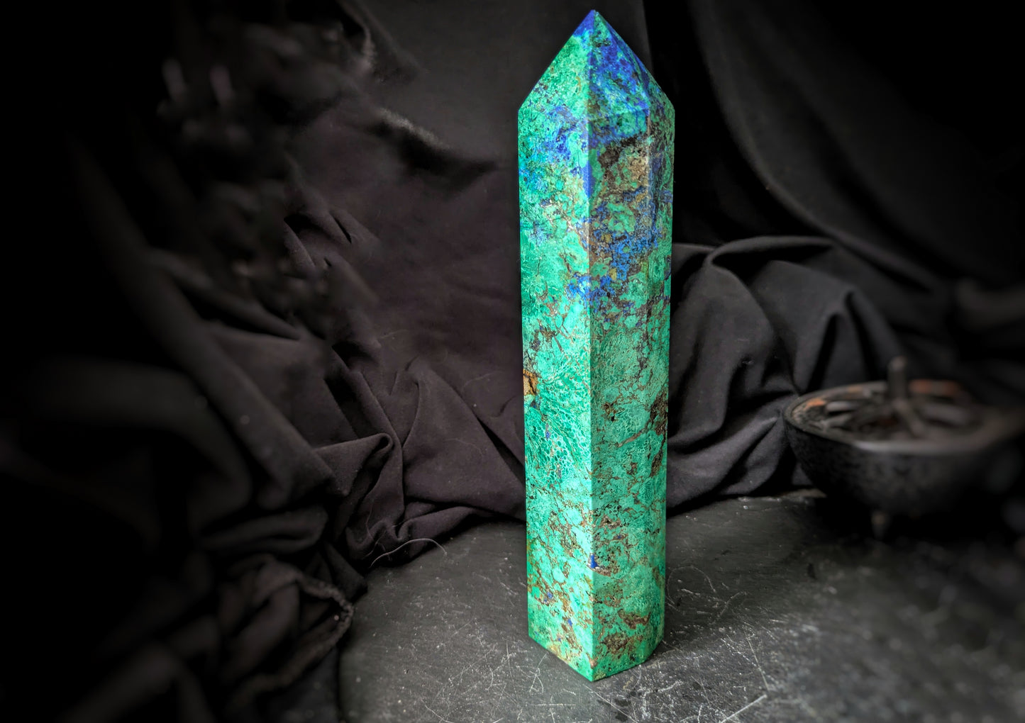 Chrysocolla With Azurite Obelisk 1