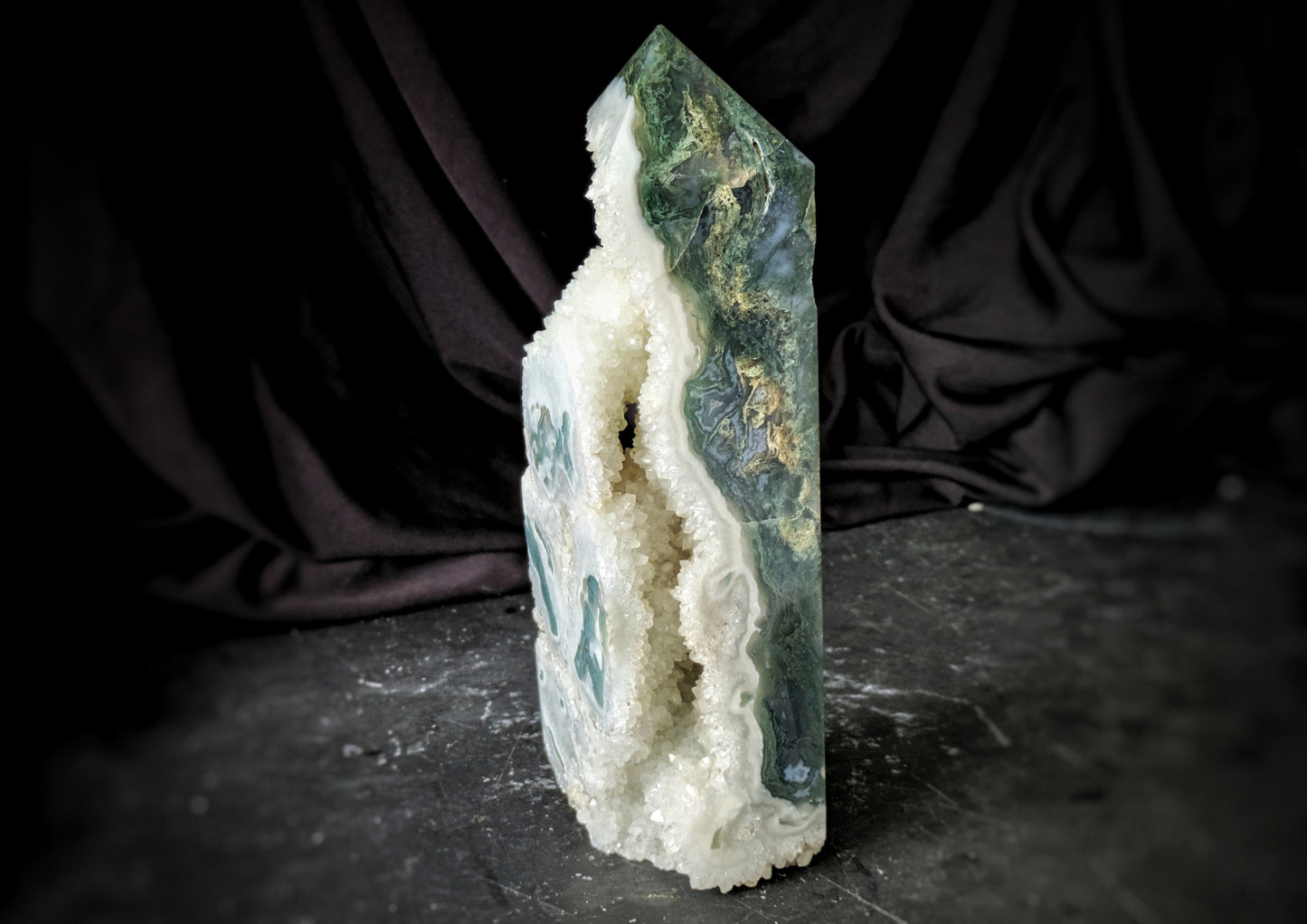 Moss Agate Obelisk 12