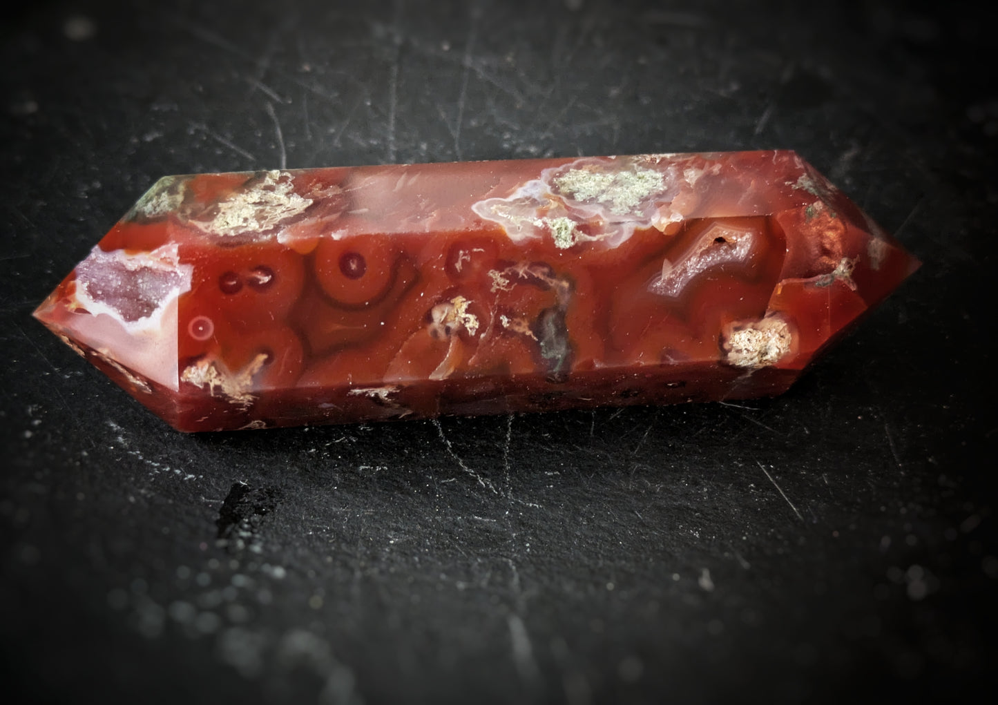 Moss Agate Red Double Point