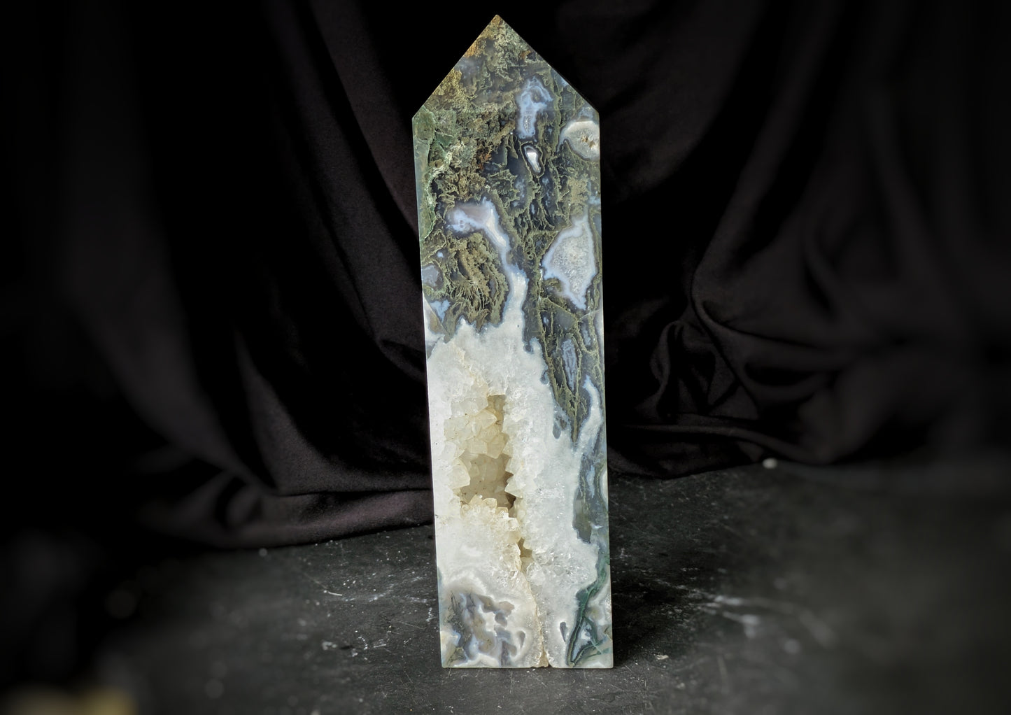 Moss Agate Obelisk 5