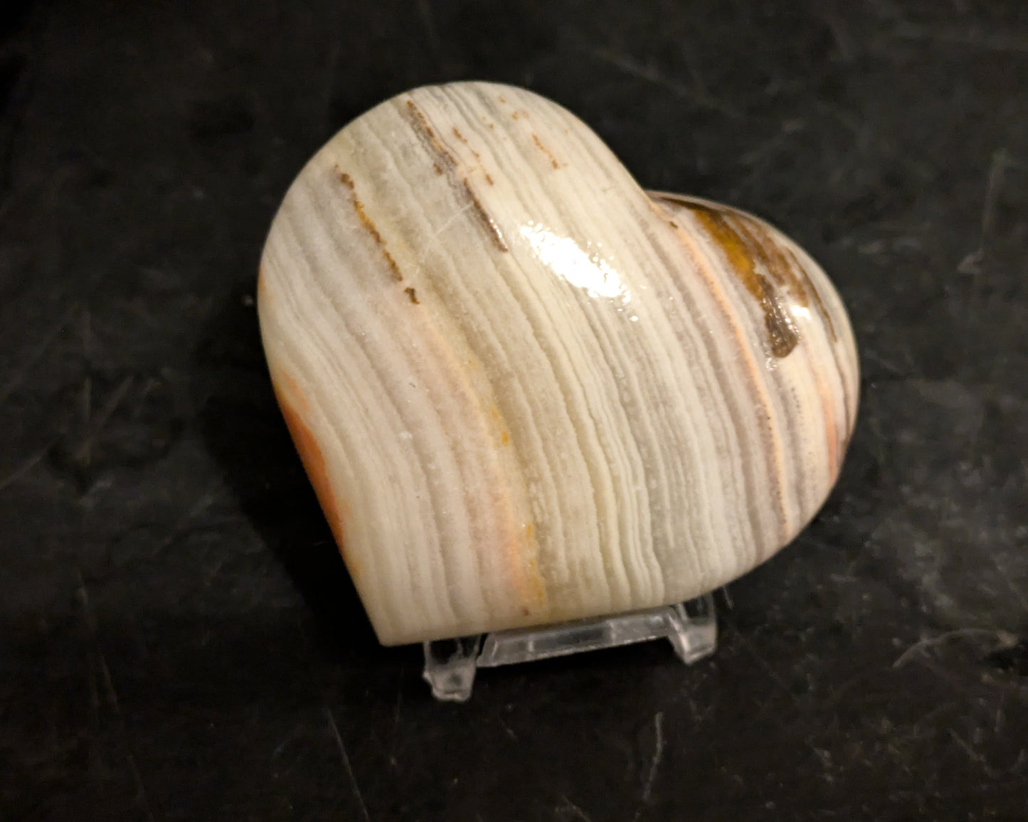 Pink Banded Onyx Small Heart