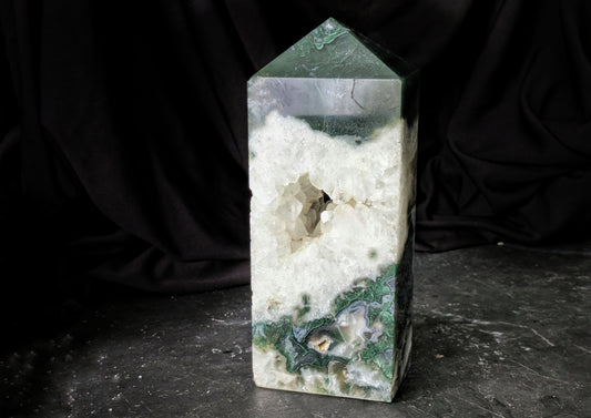 Moss Agate Obelisk 10