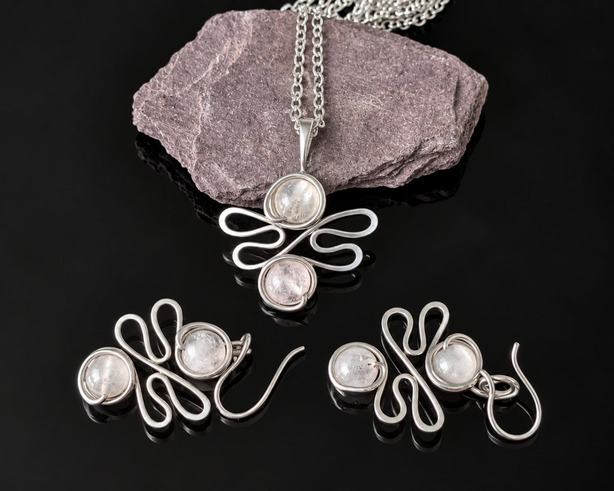 Rose Quartz Jewelry Set 43 by Bohemian Lace Boutique