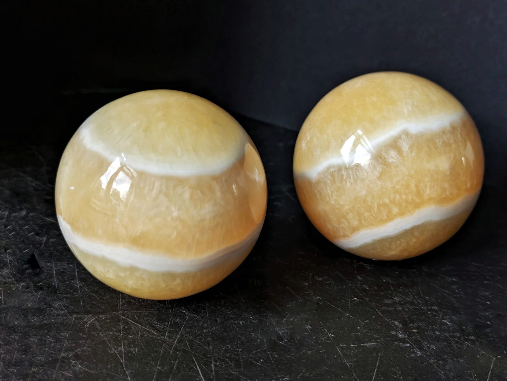 Orange Calcite Banded Sphere